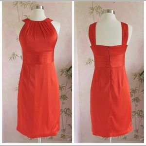 BCBGMaxAzria Orange Halter Top Satin Dress